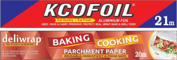 Kcofoil Kco foil 21 mtr aluminium foil and free 20 Mtr Baking and cooking parchment paper worth Rs.249 Aluminium Foil Aluminium Foil