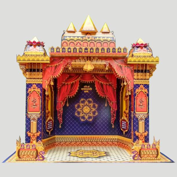 shree space Eco Friendly Ganesha Paper Mandir Makhar Paper Decoration Engineered Wood Home Temple
