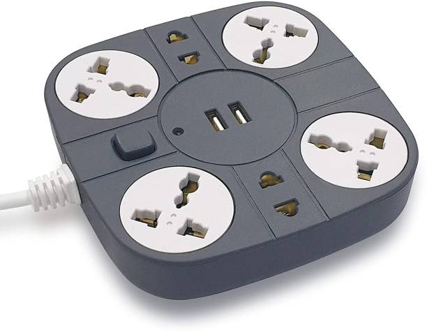 Addmax USB Extension Cord – 6 socket Outlet with 2 USB Port Multi Plug Extension Board 6  Socket Extension Boards