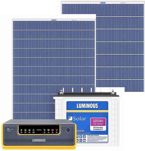 LUMINOUS NXG1100 + LPTT12150H 150Ah 1No + 165Watts Solar Panel 2No (Poly) Pure Sine Wave Inverter
