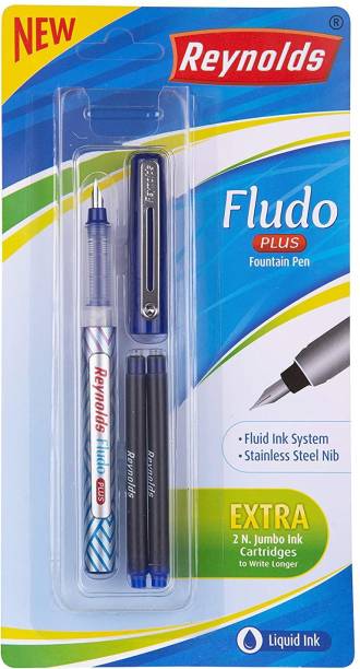 Reynolds FLUDO PLUS FOUNTAIN PEN+2 JUMBO INK CARTRIDGES PACK OF 8 Fountain Pen