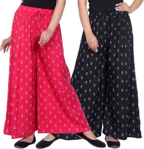 Aarul Fashion Flared Women Black, Pink Trousers