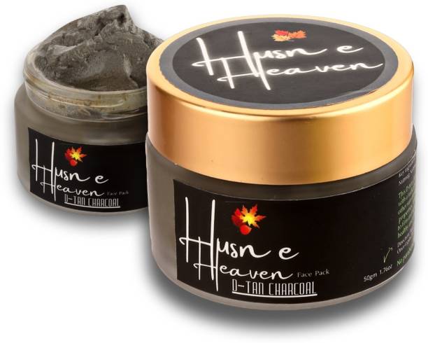 Husn e heaven Organic Charcoal Mud Face Pack with silver for men & women provides Skin Polishing, Deep Cleanising, Oil Control, glow & even tone Scrub