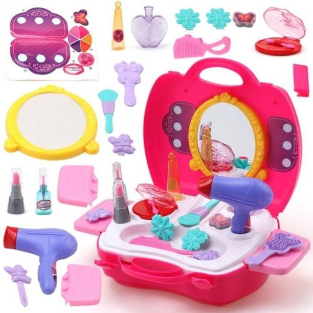 APX Toys Make up Set For Children Girls Pretend Play Makeup Kit Include 21 Pcs Beauty Salon Toys Make up Box For Kids