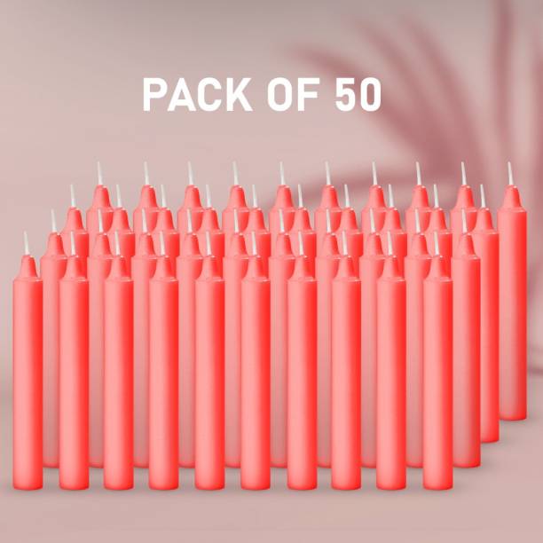 AuraDecor Pillar Candle Set Of 50 (Red) Candle