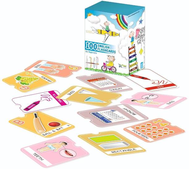 Vantagekart Beginners 100 Flashcards for Preschool Kids, Learning Toy for Toddler to Learn English - Colours | Shapes | Alphabets | Numbers | Size | Parts of Body| Days of Week