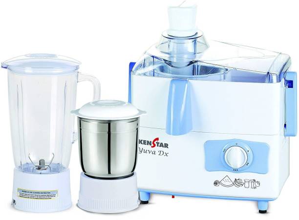 Kenstar Yuva DX 450-Watt Juicer Mixer Grinder with 2 Jars (White & Blue) Mixer Juicer Jar