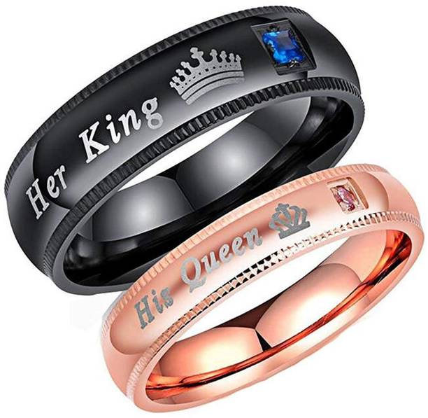 Impression Her King His Queen Silver Color Stainless Steel Titanium Plated Couple Unisex Rings Stainless Steel Titanium Plated Ring