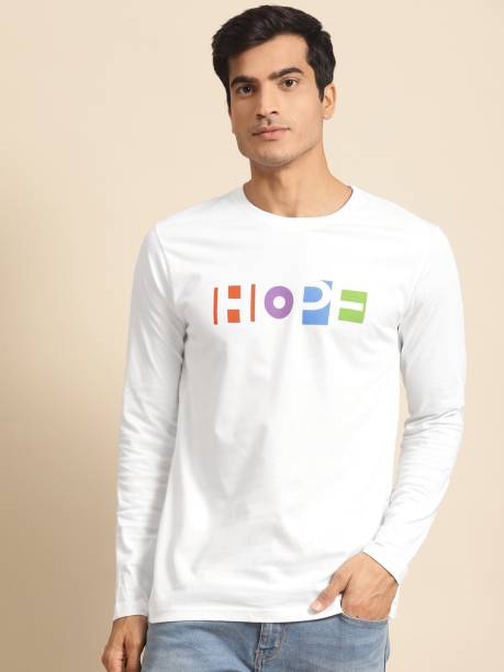 Hope Printed, Typography Men Round Neck White T-Shirt