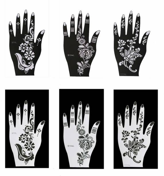 IVANA'S Heena Mehandi Tatto Stencil Set for | Hand | Body | Fingure | Face | Heena Art Temporary Tatto for Kids, Girls & Women - Design-597