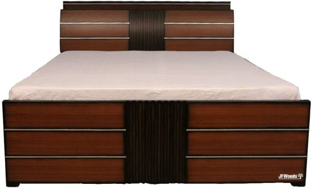 jfwoods Golden Double Bed With Storage by Jfwoods Engineered Wood Double Box Bed