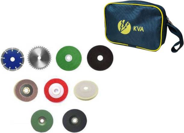 KVA PLUS 4"Inch 9 Pieces Combo Wheels Discs Suitable For Cutting Wood / Metal / Brick / Marble , Grinding , Polishing & Buffing Hand Tool Kit Metal Cutter Wheels Discs Suitable For Cutting Wood Metal Cutter
