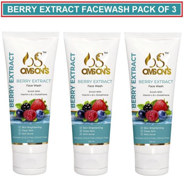 OMSONS Morning Energy Berry Blast  Pack Of -3.(100+100+100ML) Face Wash
