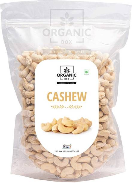 Organic Box Cashew Nuts / Kaju Whole Kernels Plain [Average Grade, Commercial Quality] for Caterers, Restaurants, Sweet Makers - Crispy, Crunchy, Off-White (500 Gram) Cashews