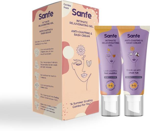 Sanfe Tightening & Rashfree Set for Women with Honey and Almond extracts - Intimate Rejuvenating Gel (50gm) + Anti-Chafing and Rash Cream (50gm) |Rash Free|Tightens & Refirms Skin | Hydrates & Moisturiser