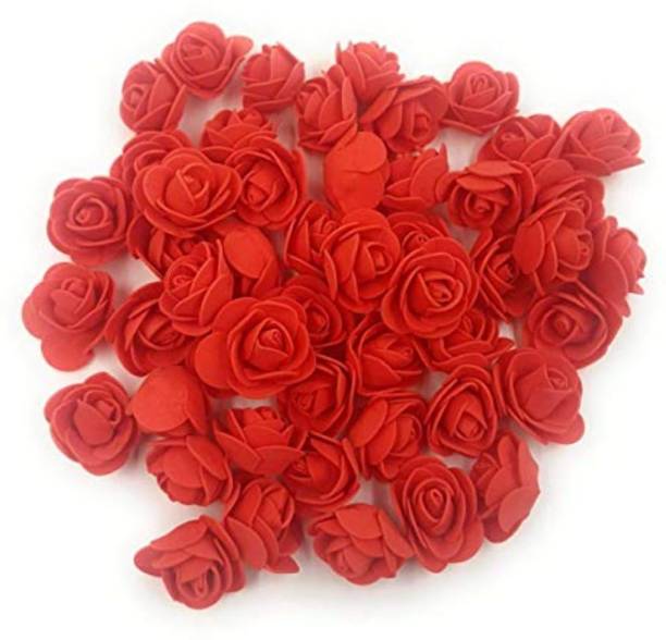 Satyam Kraft Foam Artificial Flower Roses for Home Decoration and Craft (50 Piece, 3 cm, Red) Red Rose Artificial Flower