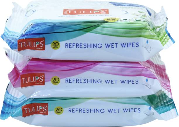 Tulips Refreshing Wet Wipes with 3 Different Fragrances ((Japanese Cherry, Magnolia & Summer Fresh)