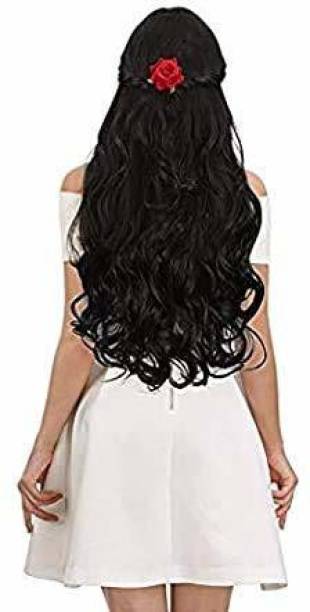 GREEN NATURE 25 Inch 5 Clip Black Soft Synthetic  Extension Hair Extension