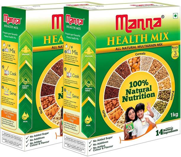 Manna Millet Health Mix 2Kg (1Kg X 2 Packs) | Sathu Maavu for Babies | 100% Natural Millet Multigrain Nutrition Drink for Kids | 14 Natural Ingredients