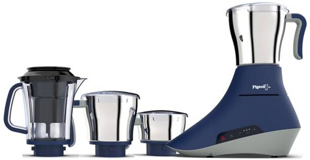 Pigeon 14617 Feather Touch 1000 W Juicer Mixer Grinder (4 Jars, Blue, Silver)