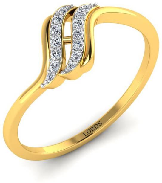 LORDS JEWELS Mesmerizing Leaf Diamond Ring 18kt Diamond Yellow Gold ring