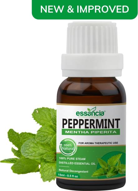 essancia Peppermint Essential Oil, 100% Natural Undiluted, Pure & Therapeutic Grade (for Hair Growth, Skin, Face, Cold, Congestion, Steam Inhaler, Aromatherapy & Diffuser)