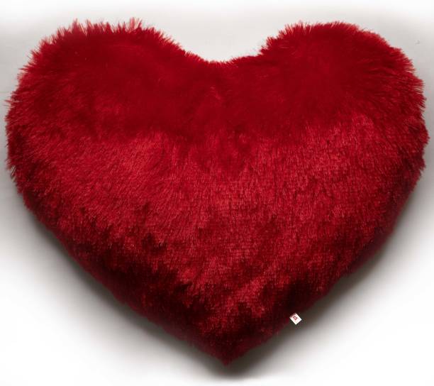 Wondershala fur heart pillow Microfibre, Polyester Fibre Smiley, Solid Cushion Pack of 1