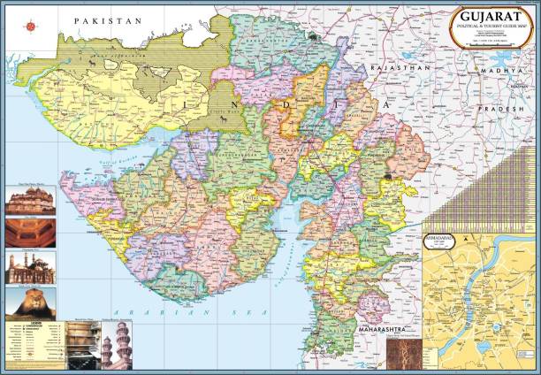 Gujarat Map : Political Photographic Paper
