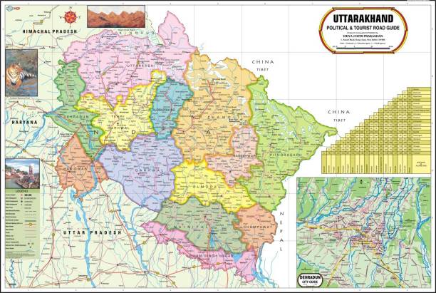 Uttarakhand Map : Political Photographic Paper
