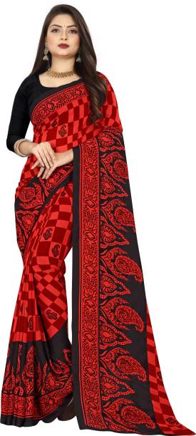 Paisley, Checkered Daily Wear Georgette Saree Price in India