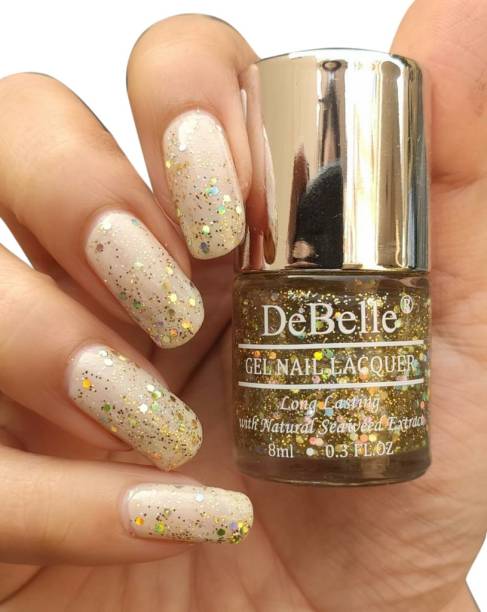 DeBelle Gel Nail Lacquer (Transparent with different size Holo Glitter) Galaxia