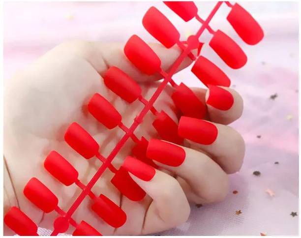 business venture 24 PC/Set Designer RED Reusable Artificial Nail/Nails red