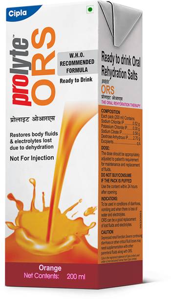 Cipla Prolyte ORS Ready to Drink Oral Rehydration Contains Electrolytes | WHO Formula Energy Drink