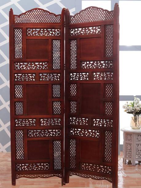 Decorhand Handcrafted 2 Panel Wooden Room Partition & Room Divider ( Brown) Mango Wood Decorative Screen Partition Solid Wood Decorative Screen Partition
