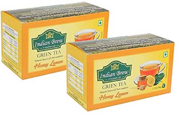 Indian Brew Weight Loss Assortment Of Green Tea Lemon Honey flavoured Made With 00 % Natural Ingredients For Exercise | Yoga | Mediation Diet Hibiscus Tea Blend Bags Box