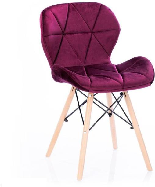 Finch Fox Eames Replica Modern Velvet Dining Chair for Cafe Chair, Side Chair, Living Room Chair in Dark Pink Color Fabric Dining Chair