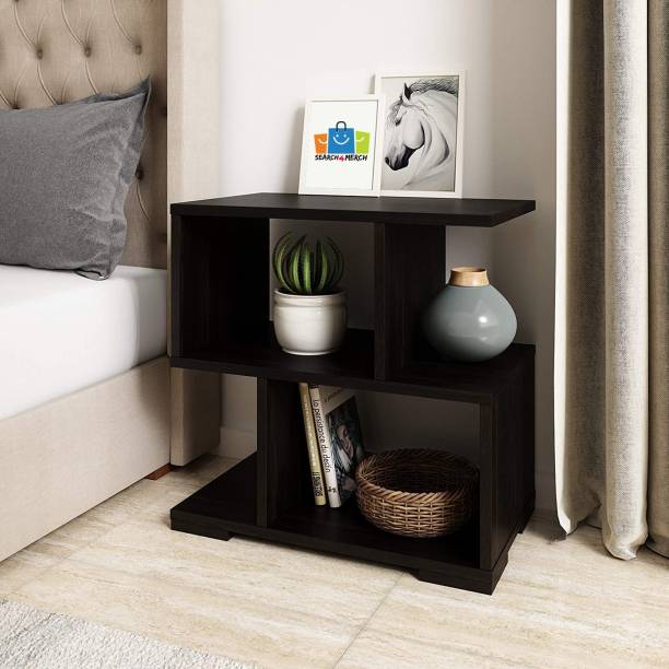 SearchForMerch Bedside Table | Stylish Side Table | Wooden S Shape Table for Living Room | (Color - Black) Engineered Wood Side Table