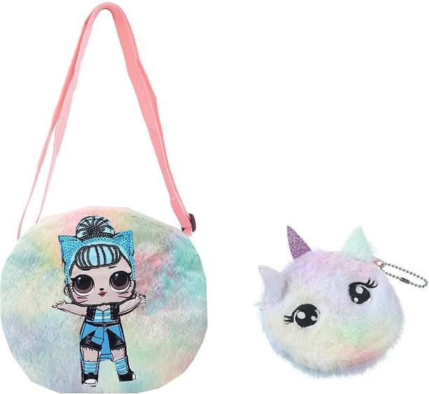 okji enterprises Girls Unicorn Fur Plush purse Coin Purses Crossbody Purses Sling bag Sling Bag