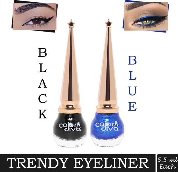 Color Diva Bonsai Black5.5 ml & Bonsai Blue5.5 ml Eyeliner (Set of 2) 5.5 ml