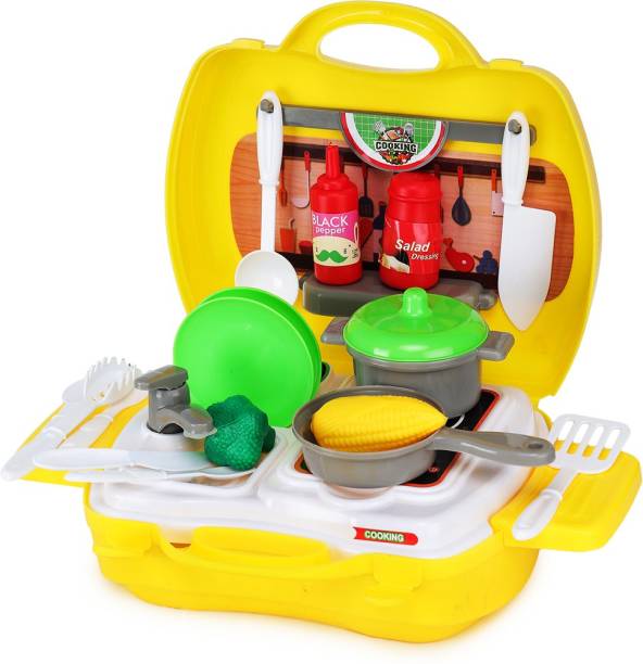 Webby Kitchen Cooking Set Toy with Briefcase and Accessories For 3+ Year Kids, Boys & Girls, Multicolor