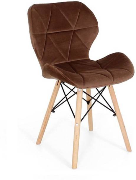 Finch Fox Eames Replica Modern Velvet Dining Chair for Cafe Chair, Side Chair, Living Room Chair in Brown Color Fabric Dining Chair