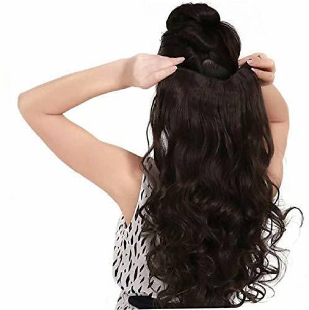 GREEN NATURE 25 Inch 5 Clip Brown Soft Synthetic  Extension Hair Extension