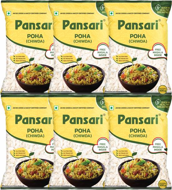 Pansari Combo Pack of 6 Poha 500g Each Yellow Poha