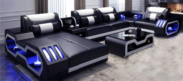 alishaank SOFARO LED Designer Leatherette 7 Seater  Sofa