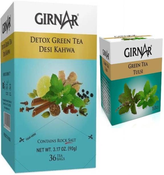 Girnar Tea COMBO DETOX 36 BAGS TULSI 10 BAGS Green Tea Bags Box