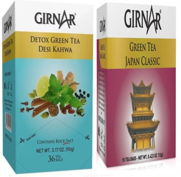 Girnar Tea COMBO DETOX 36 BAGS JAPAN CLASSIC TEA 10 BAGS Green Tea Bags Box