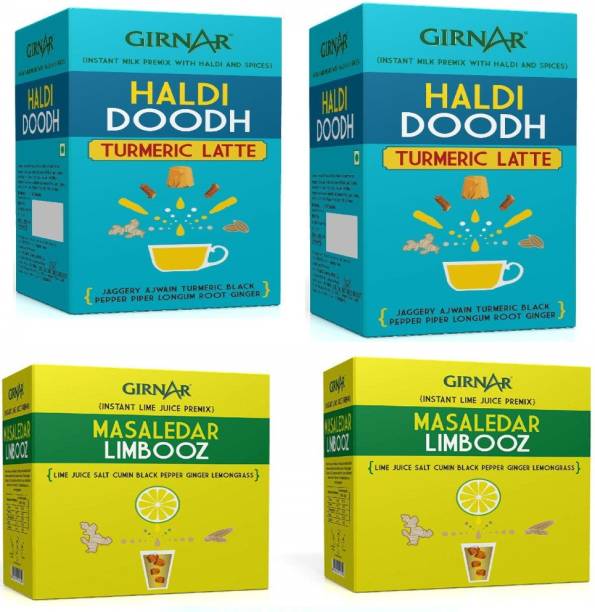 Girnar Tea HALDI DOODH 10 BAGS MASALEDAAR LIMBOOZ 20 BAGS Herbal Tea Bags Box