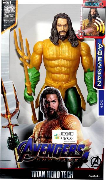 WOW Toys-Delivering Joys of Life Big and Realistic Action Figure of Aquaman Toy|| Light and Sound Effects|| Heavy Weight Series|| 29 cm