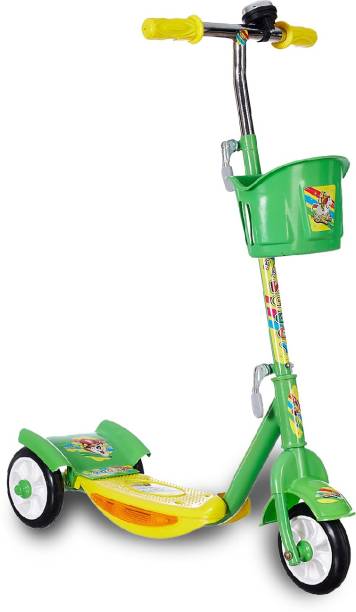 Miss & Chief by Flipkart Noddy 3 Wheel Adjustable Height Kids Scooter with Storage Basket , Bell , Foot Break , Weight Capacity 40 kgs (4 to 9 Years, Green )