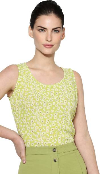 ONLY Casual Sleeveless Printed Women Green Top